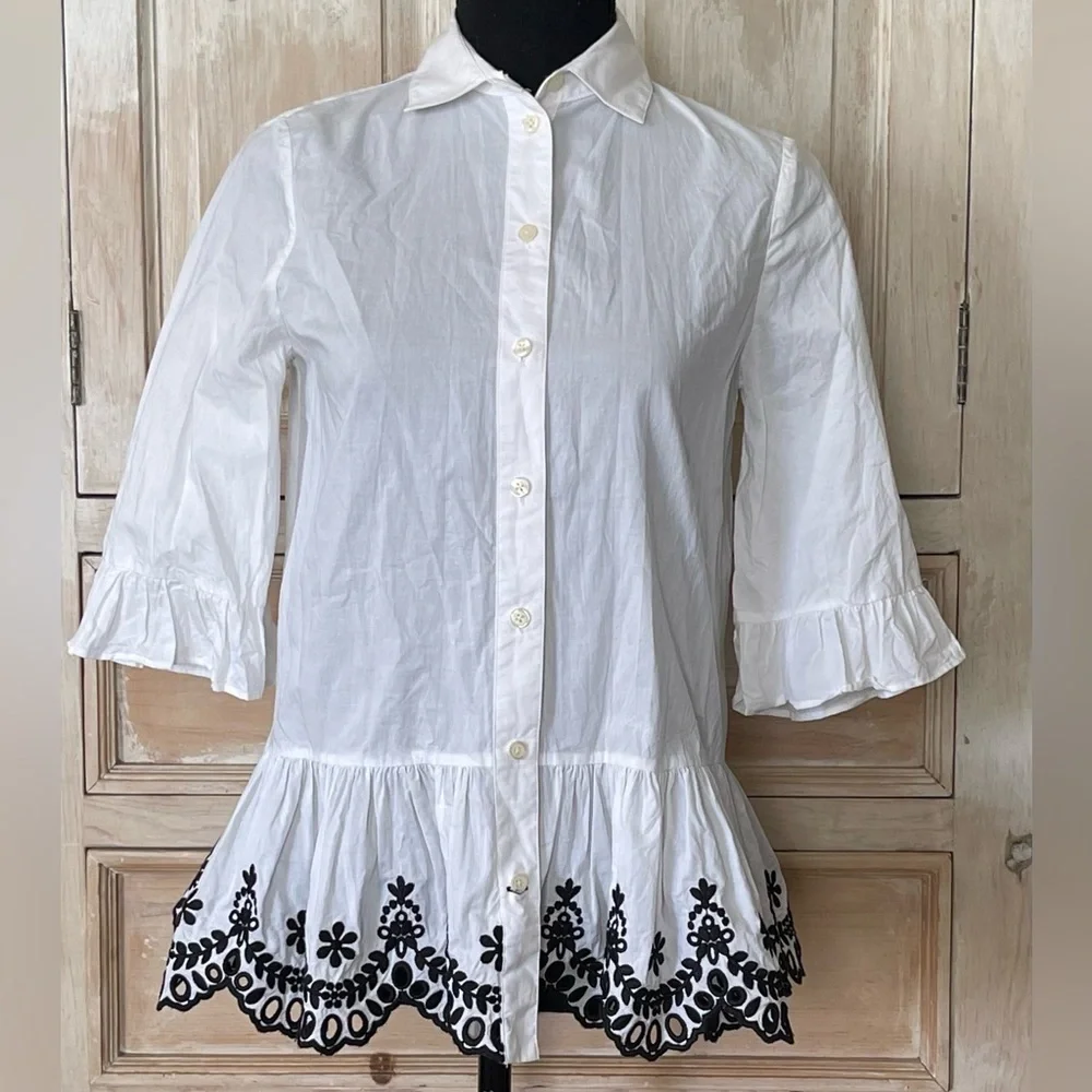 Kate Spade Short Sleeve Cutwork Top - Picture 1 of 6
